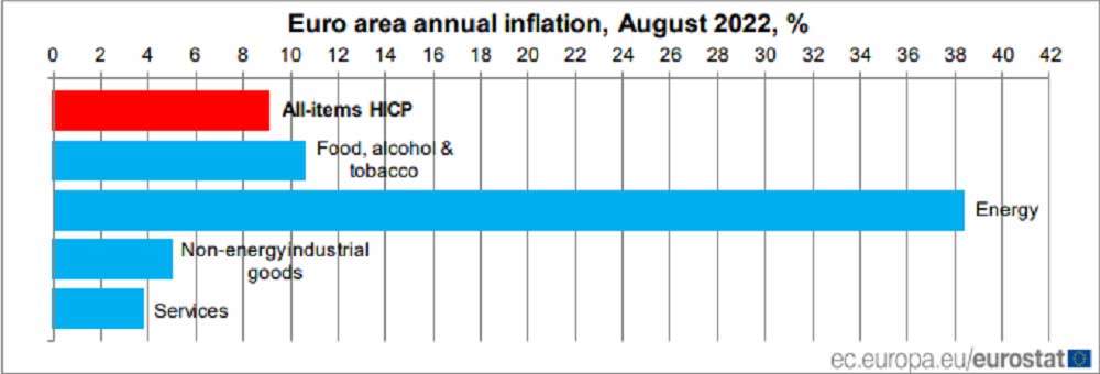 Euro Bölgesi Ağustos Enflasyonu Ön Tahmin 2022