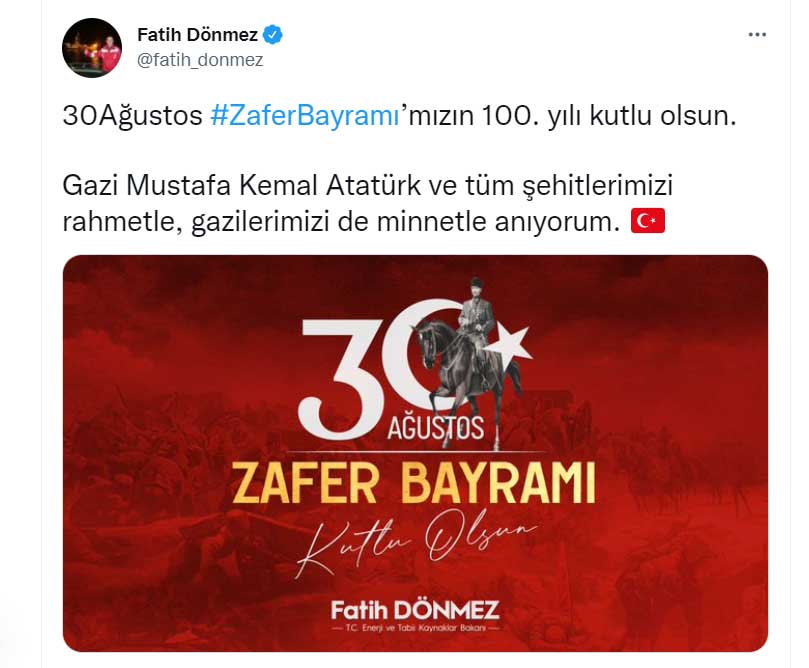 Mehmet Kasapoğlu 30 Ağustos Zafer Bayramı Mesajı