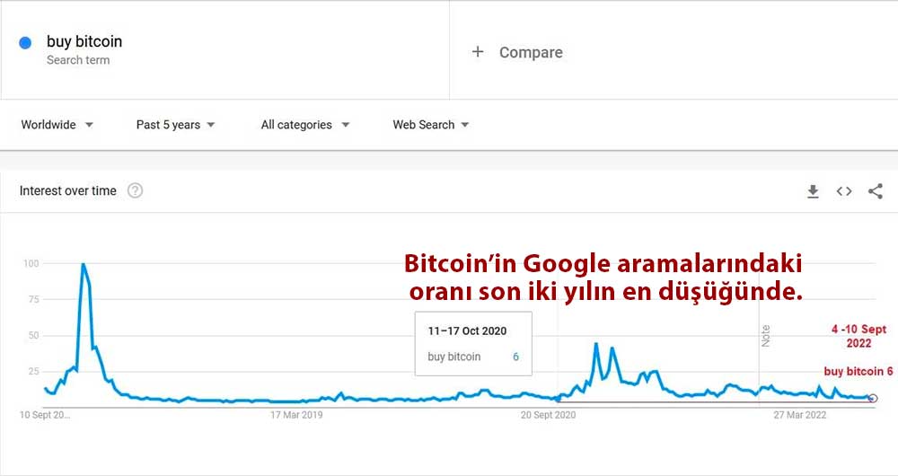 Bitcoin, Google arama oranı