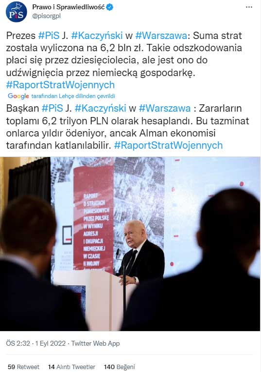 Jaroslaw Kaczynski: Polonya Almanya'dan Tazminat İsteyecek