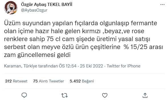 Türkiye Tekel Bayileri Platformu Başkanı Twitter
