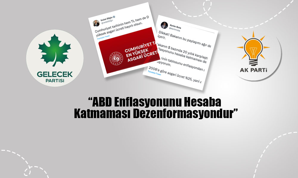 Gelecek Partisi’nden Bilgin’in Asgari Ücret Paylaşımına Eleştiri