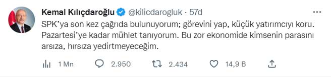 Kılıçdaroğlu Borsa Twitter