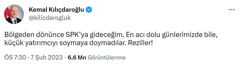 Kılıçdaroğlu Twitter Açıklaması SPK