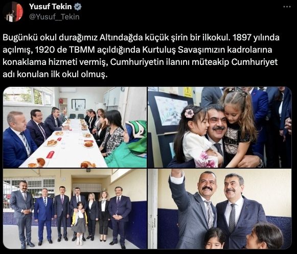 Bakan Tekin Cumhuriyet Ilkokulu Tweeti
