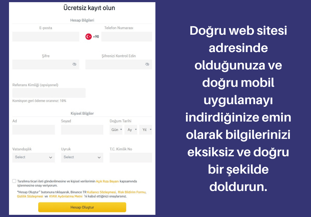 Binance TR Kayıt Bilgileri