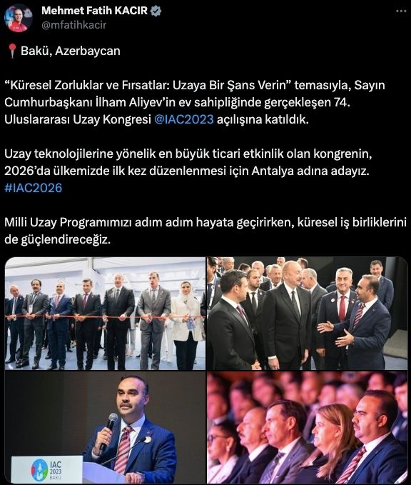 Mehmet Fatih Kacır Uluslararası Uzay Kongresi Açıklamaları