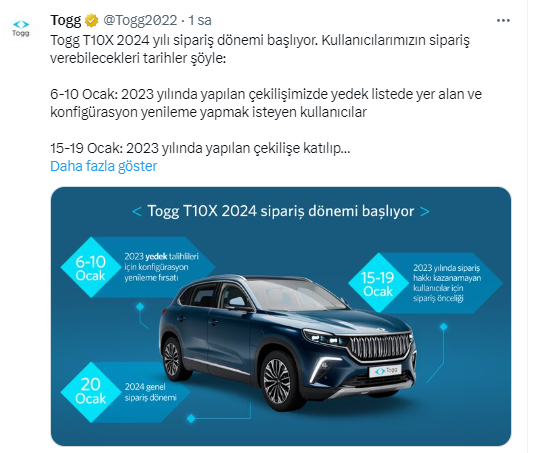 TOGG 10X 2024 Sipariş