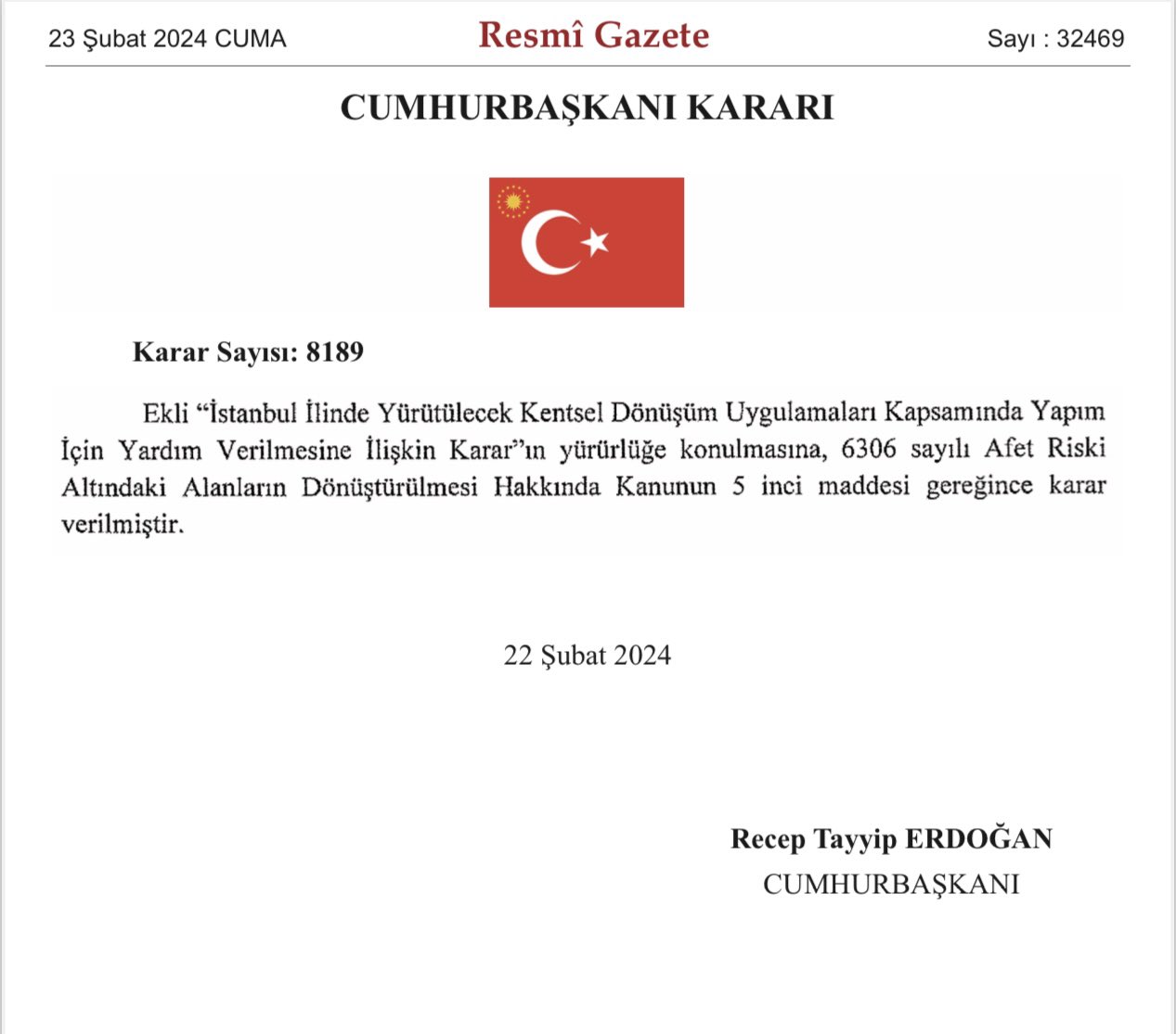 İstanbul Kentsel Dönüşüm Destek Kararı Resmi Gazete'de Yayımlandı