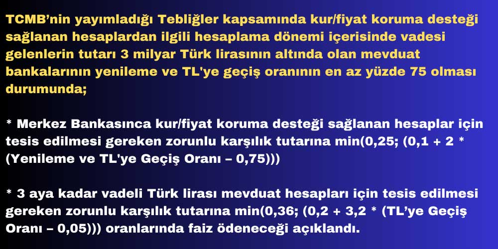 Merkez Bankası Kur/Fiyat Koruma Desteği Merkez Bankası Kur/Fiyat Koruma Desteği