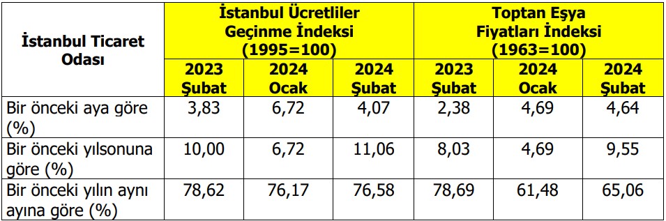 İstanbul Şubat Enflasyonu Verileri