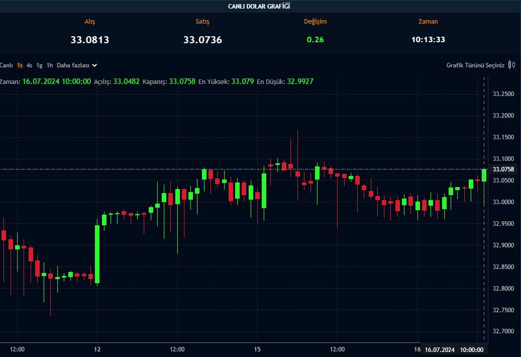 Dolar saatlik grafik