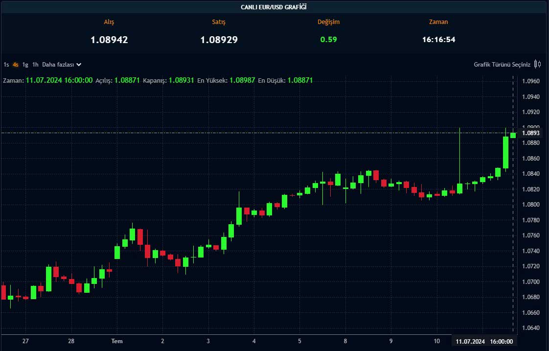 EUR/USD saatlik grafik