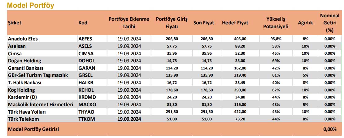 Allbatross Yatırım model portföy