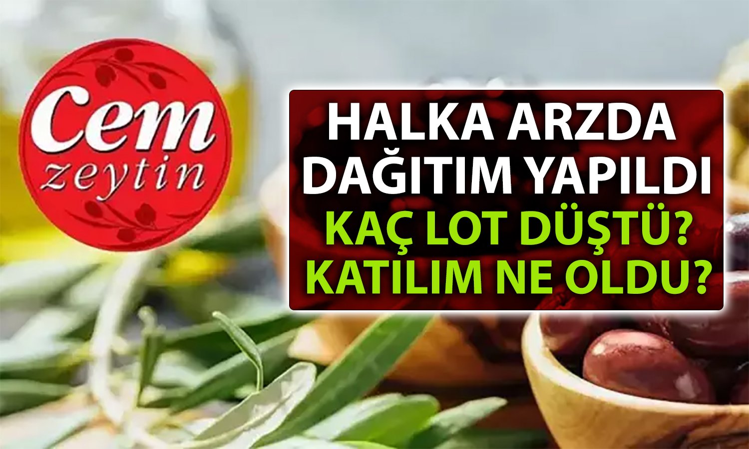 Cem Zeytin Halka Arz Sonuçları Belli Oldu: Kaç Lot Düştü?