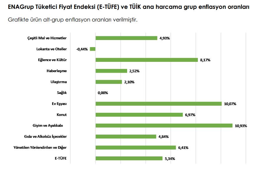 ENAG enflasyonu ana harcama oranları 