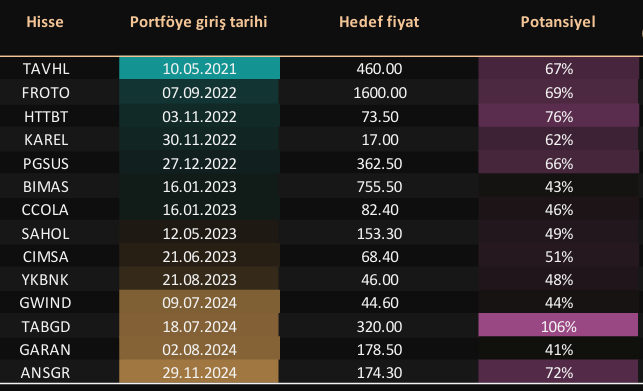 2025 için model portföy: 14 hisse için hedef fiyat verildi