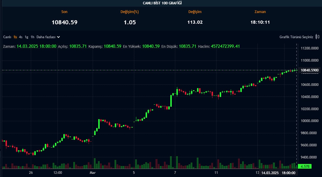 BIST 100 saatlik grafik