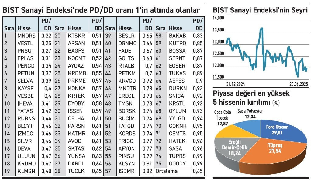 Defter Değerinin Altındaki Sanayi Şirketleri