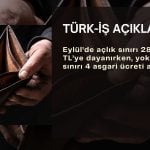 Türk-İş açıkladı: Açlık sınırı Eylül’de 28 bin TL’ye dayandı