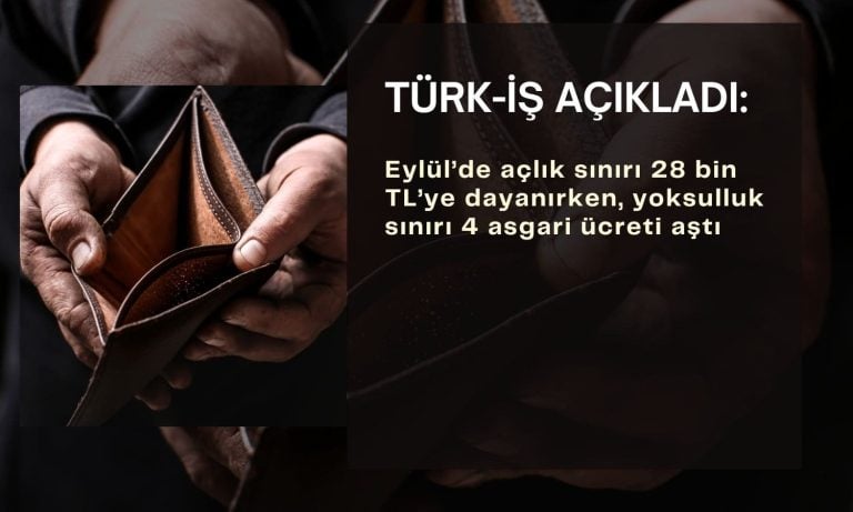 Türk-İş açıkladı: Açlık sınırı Eylül’de 28 bin TL’ye dayandı