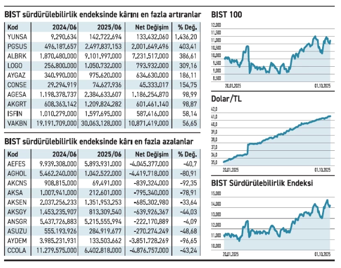 Sürdürülebilirlik endeksinde en fazla kar açıklayan şirketler