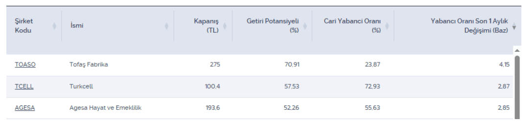 Yabancı oranı artan ve potansiyelli 3 hisse: TOASO listede