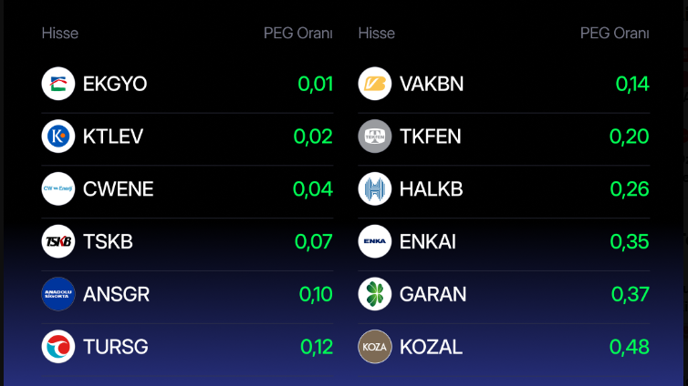 Borsada PEG oranına göre cazip hisseler: EKGYO ve CWENE listede