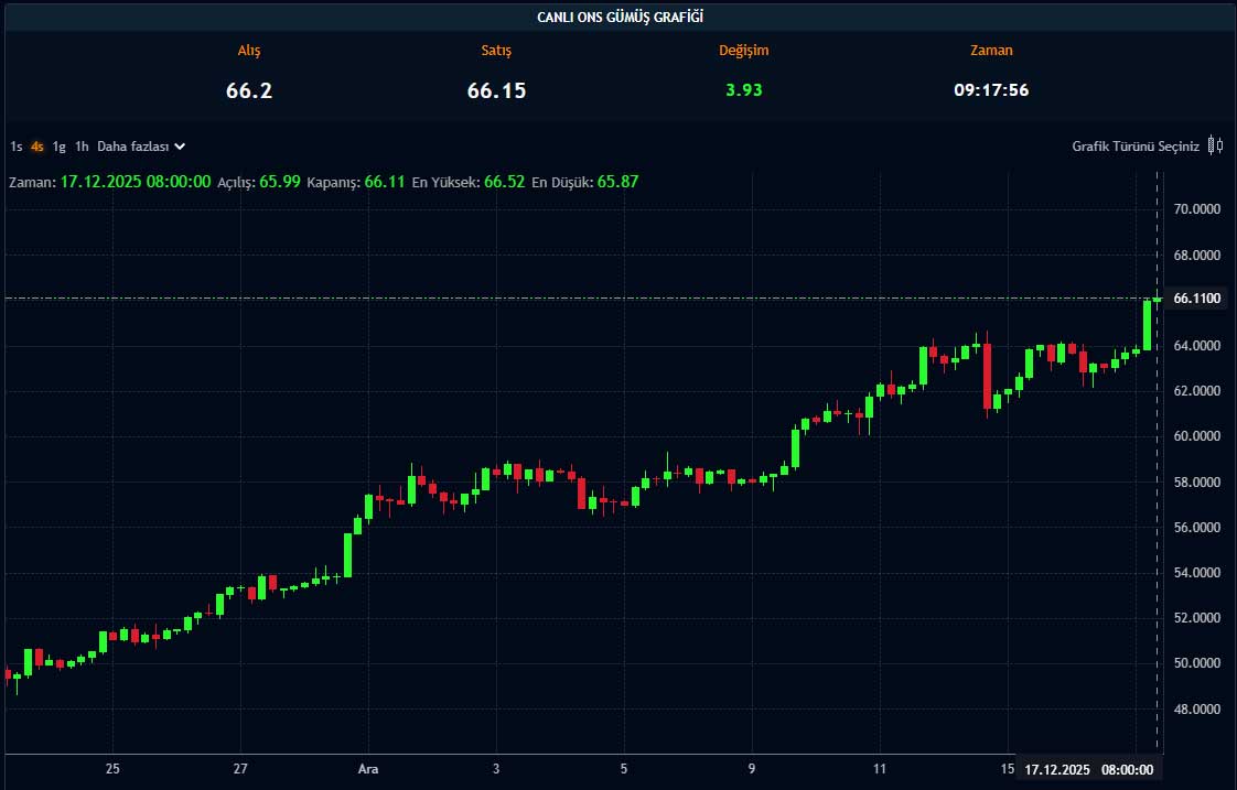 Gümüş fiyat grafiği