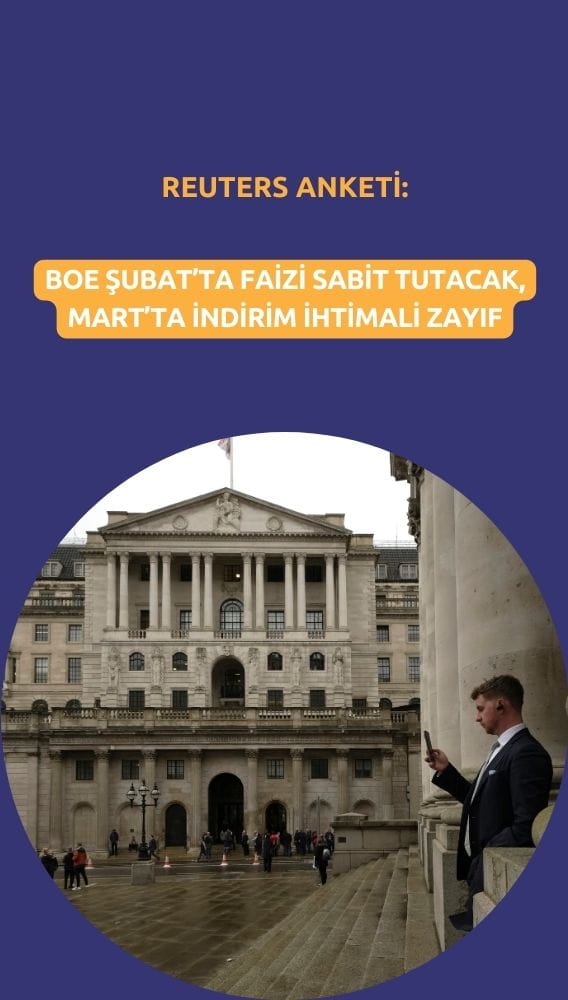 BoE Şubat'ta faizi sabit tutacak: Mart'ta indirim beklentisi zayıf