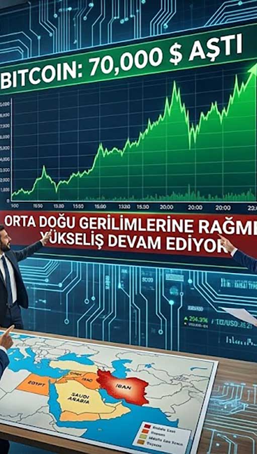 Bitcoin'de sert hareket: Orta Doğu gerilirken 70 bin doları aştı