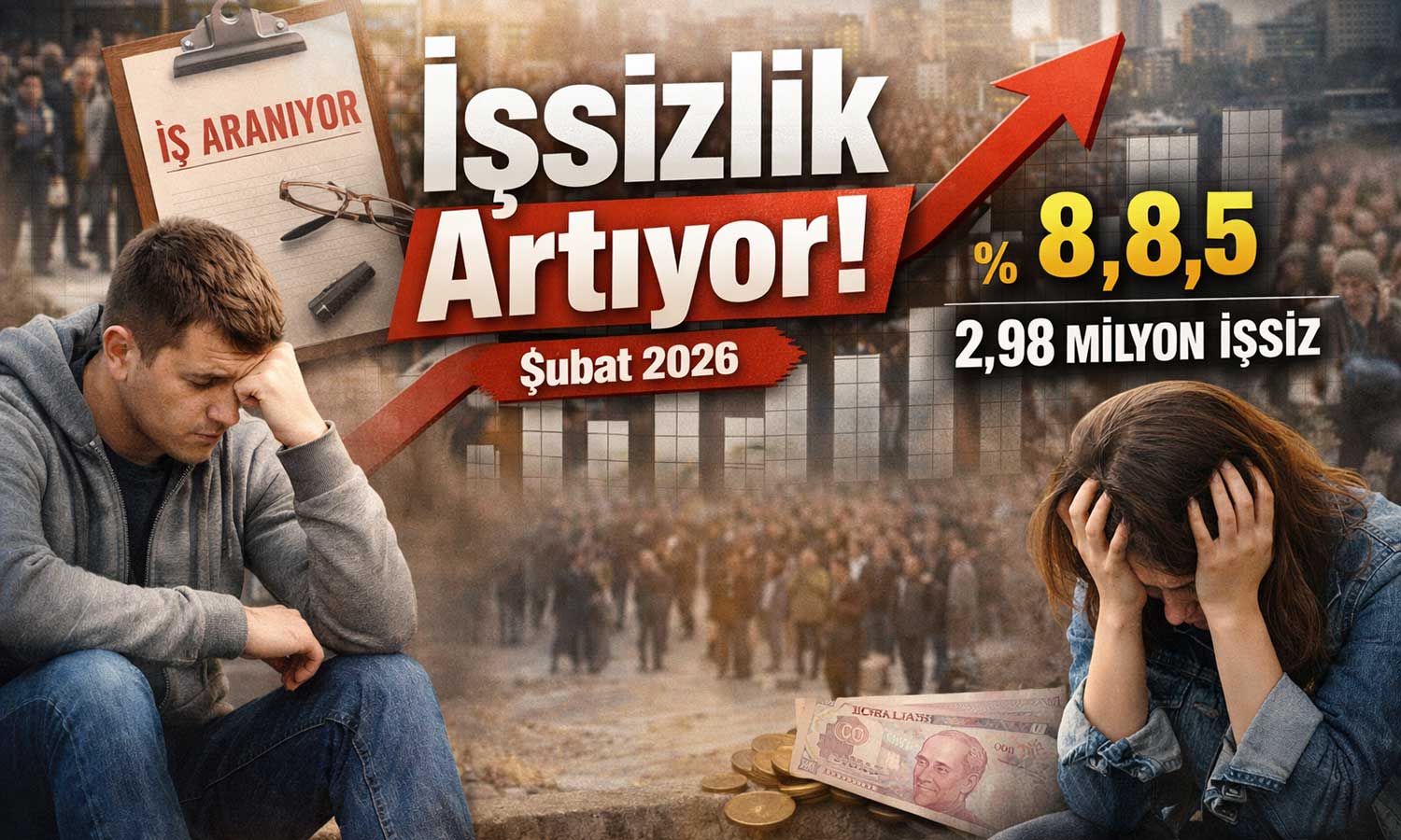 İşsizlik Şubat’ta yükseldi: 2,98 milyon kişiye ulaştı