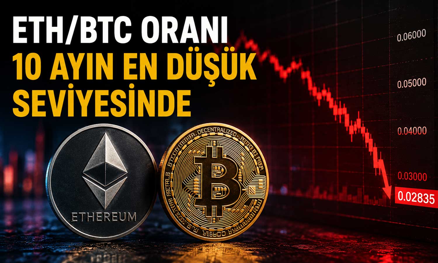 Ethereum, Bitcoin karşısında 10 ayın en düşük seviyesinde
