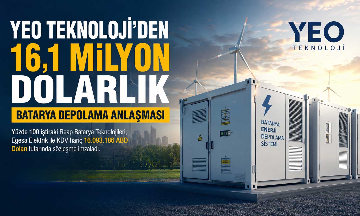 YEO Teknoloji’nin iştirakinden enerji depolama hamlesi