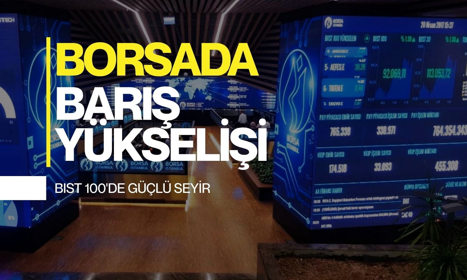 Borsa İstanbul’da barış etkisiyle güçlü yükseliş görülüyor