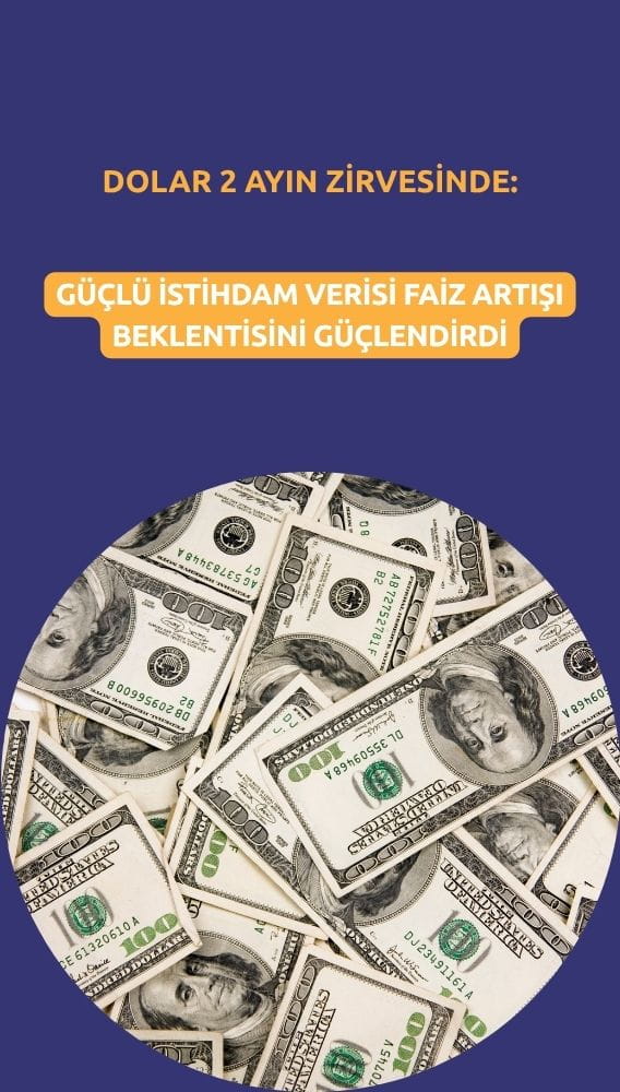Dolar 2 ayın zirvesinde: Güçlü istihdam verisi faiz beklentisini güçlendirdi