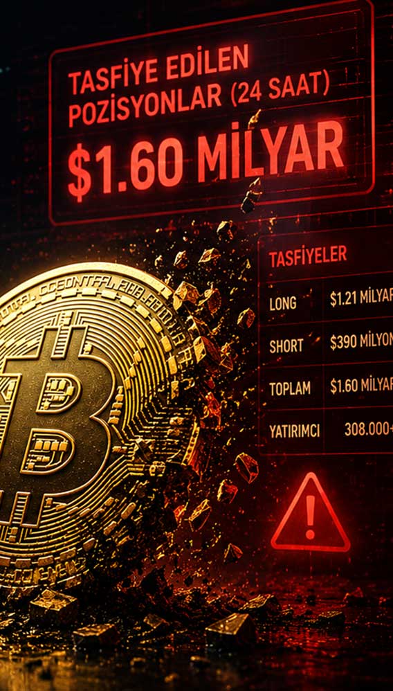 Kripto piyasasında sert dalga: 1,6 milyar dolarlık tasfiye