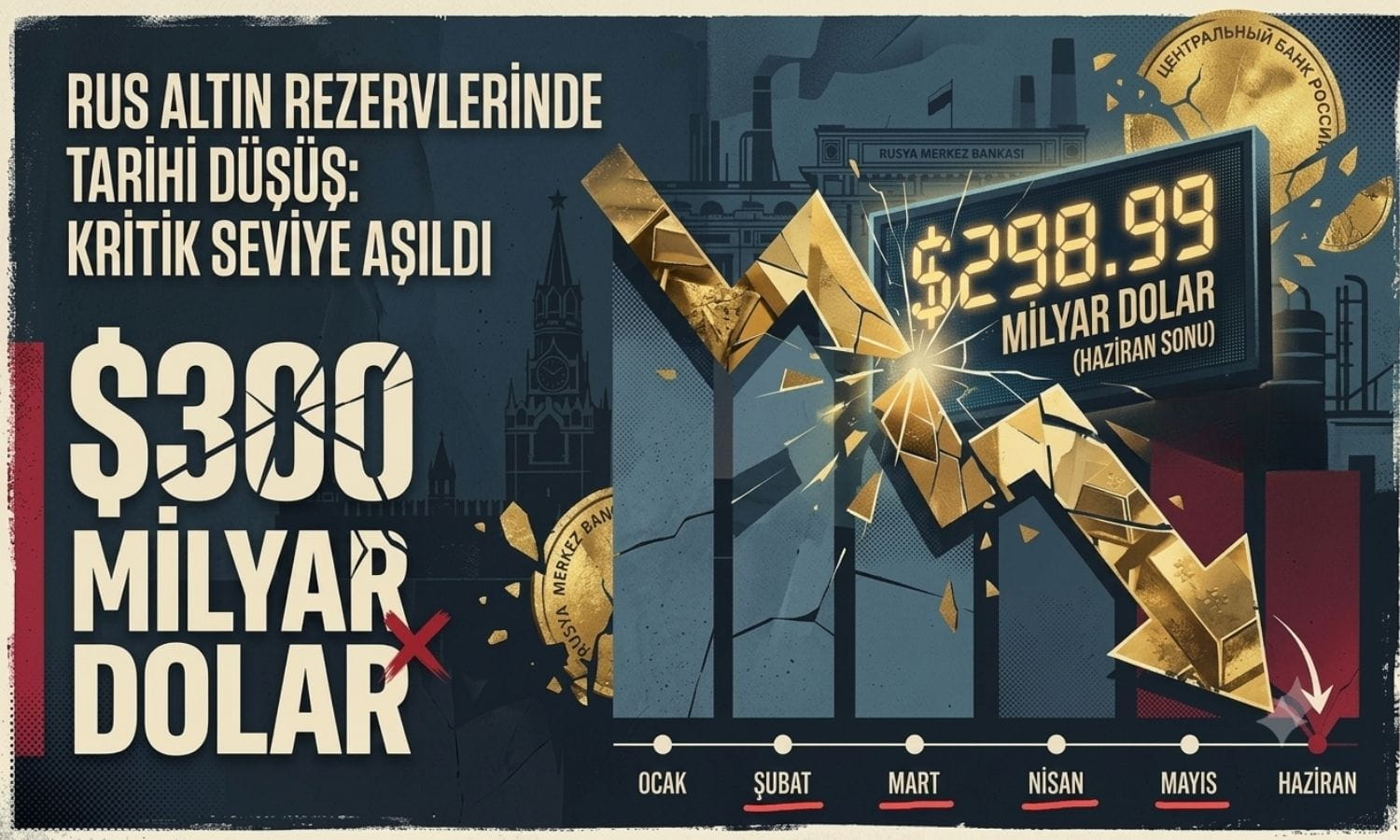Rusya’nın altın rezervleri 300 milyar doların altına geriledi