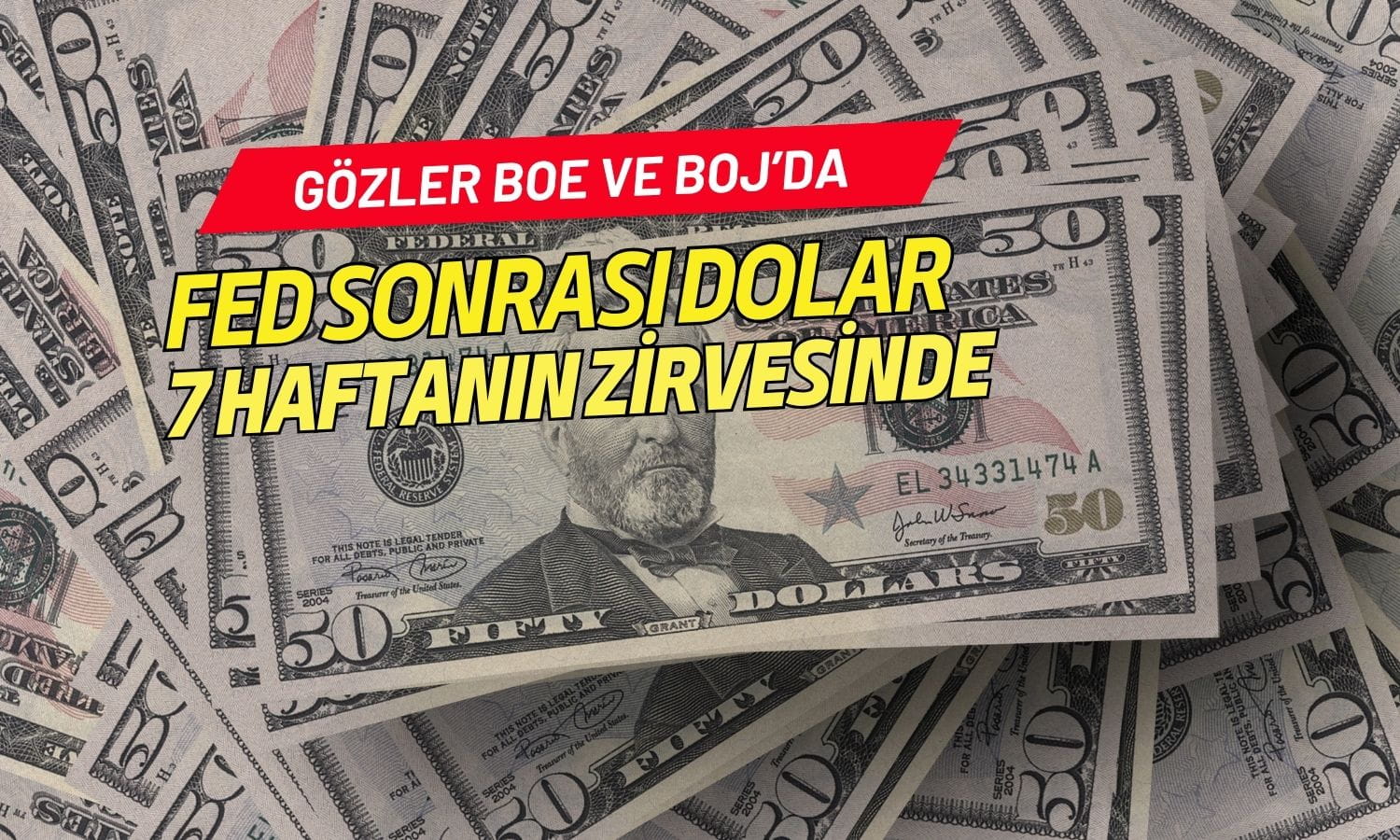 Fed sonrası dolar 7 haftanın zirvesinde: Gözler BOE ve BOJ'da