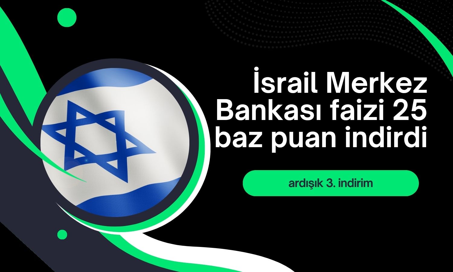 İsrail Merkez Bankası faizi yüzden 3,25’e indirdi