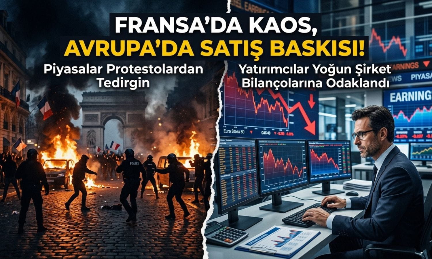 Avrupa borsaları Fransa’daki protestolarla geriledi