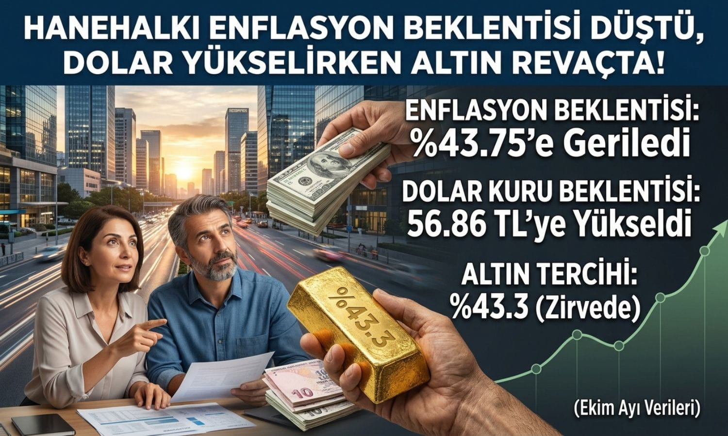 Hanehalkının altın tercihi yüzde 43,3’e çıktı: Dolar beklentisi 56,86 TL