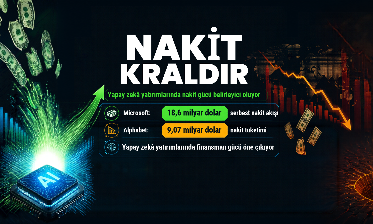 Nakit kraldır: Microsoft ve Oracle yükseldi, Alphabet yüzde 10 düştü
