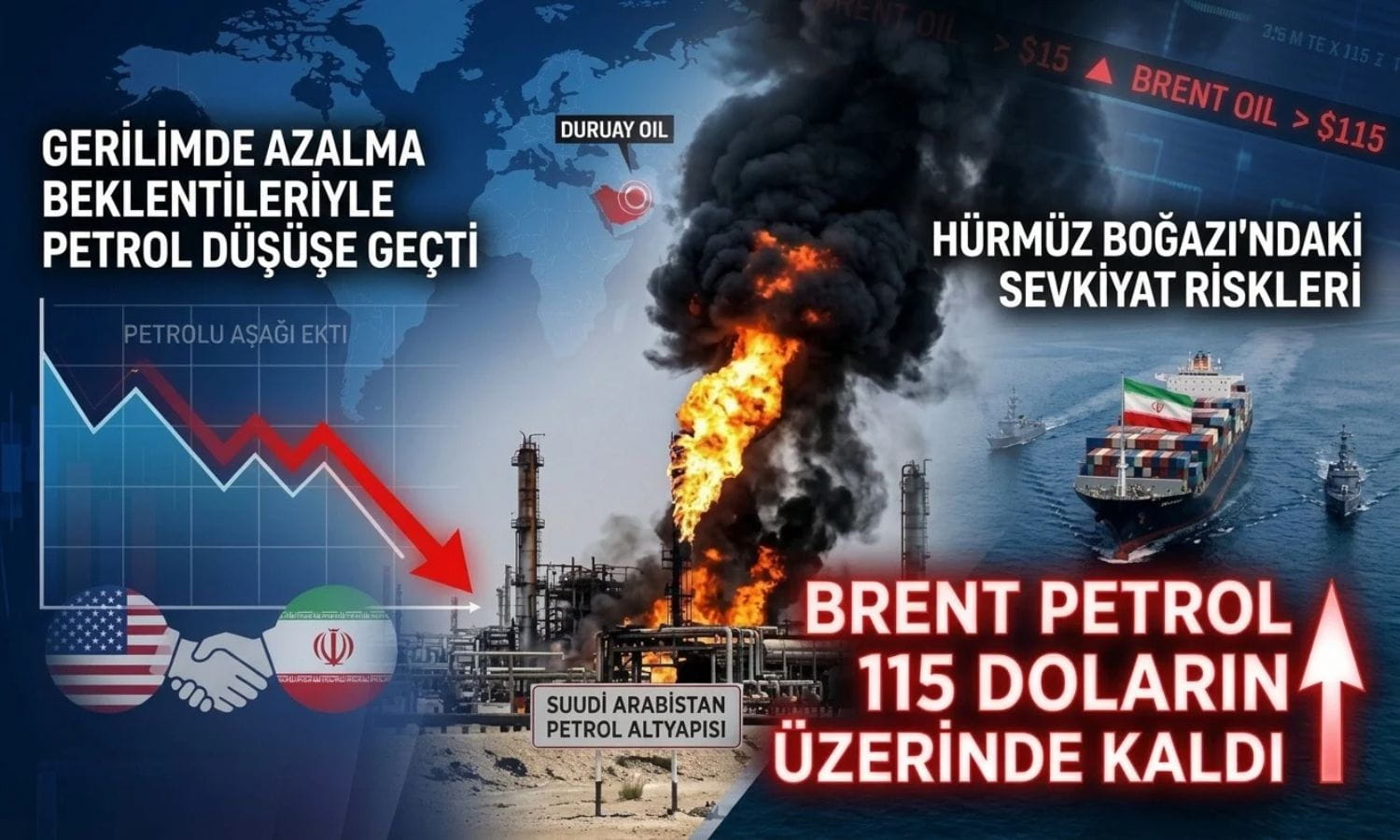 Petrol fiyatları geriledi, Brent 115 doların üzerinde kaldı